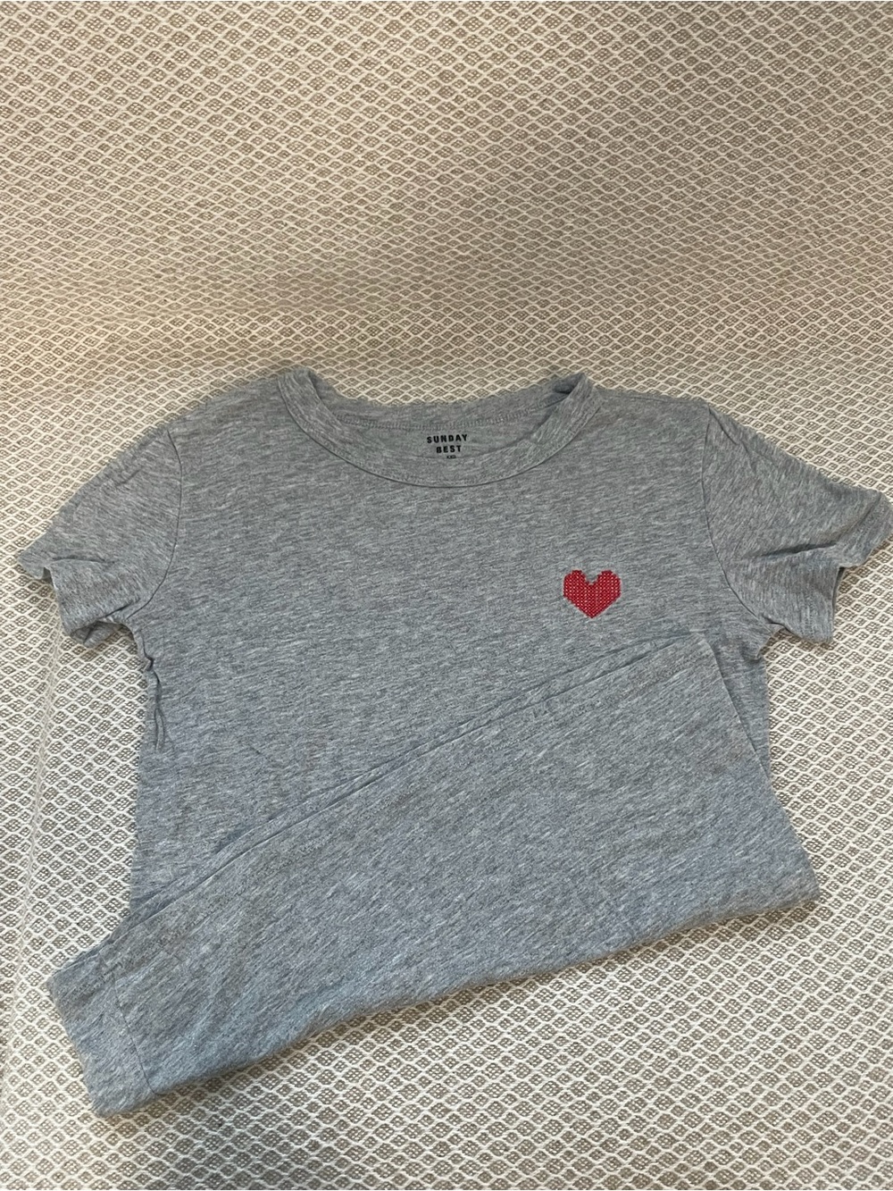 Sunday Best Gray Tee with Red Heart Patch